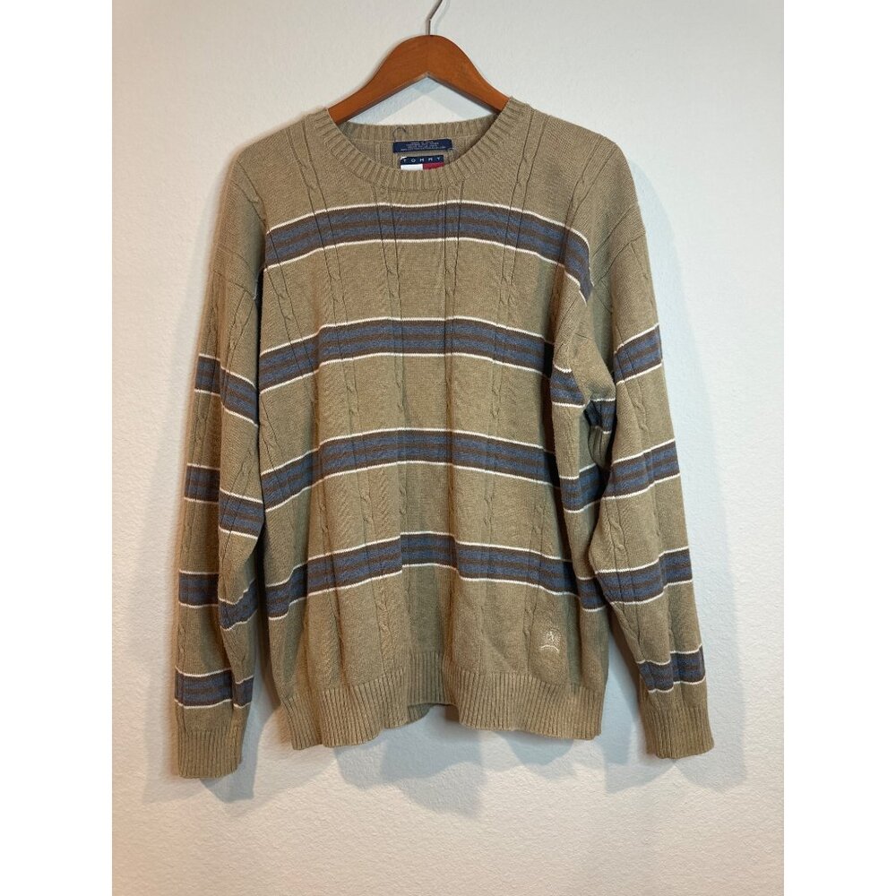 Tommy Hilfiger Tan & Blue Striped Vintage Sweater